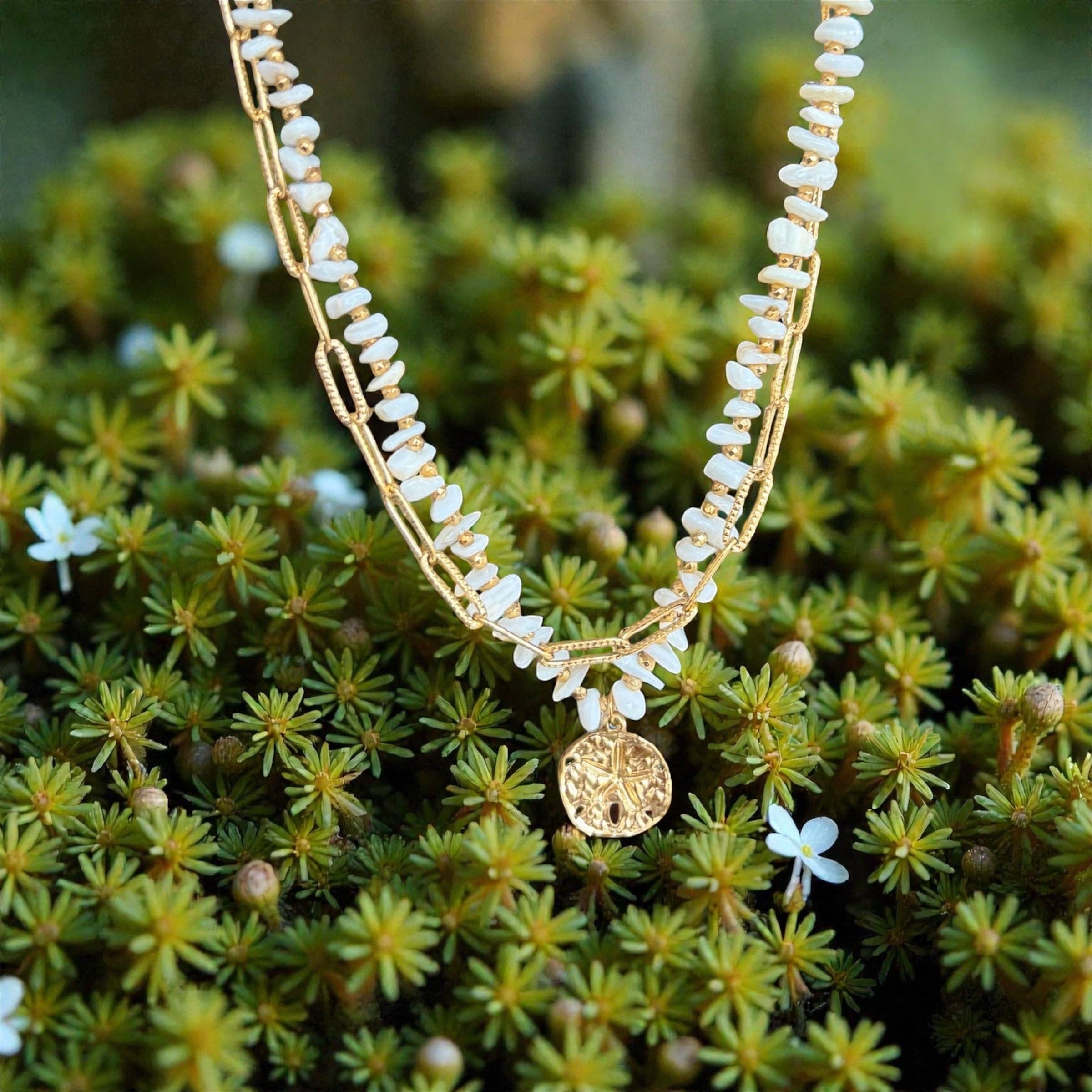 18ct Gold Plated Double Chain Shell Necklace