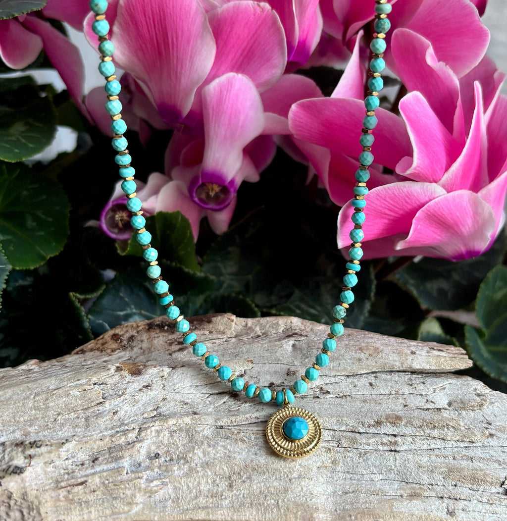 18ct Gold Plated Turquoise Beads Necklace