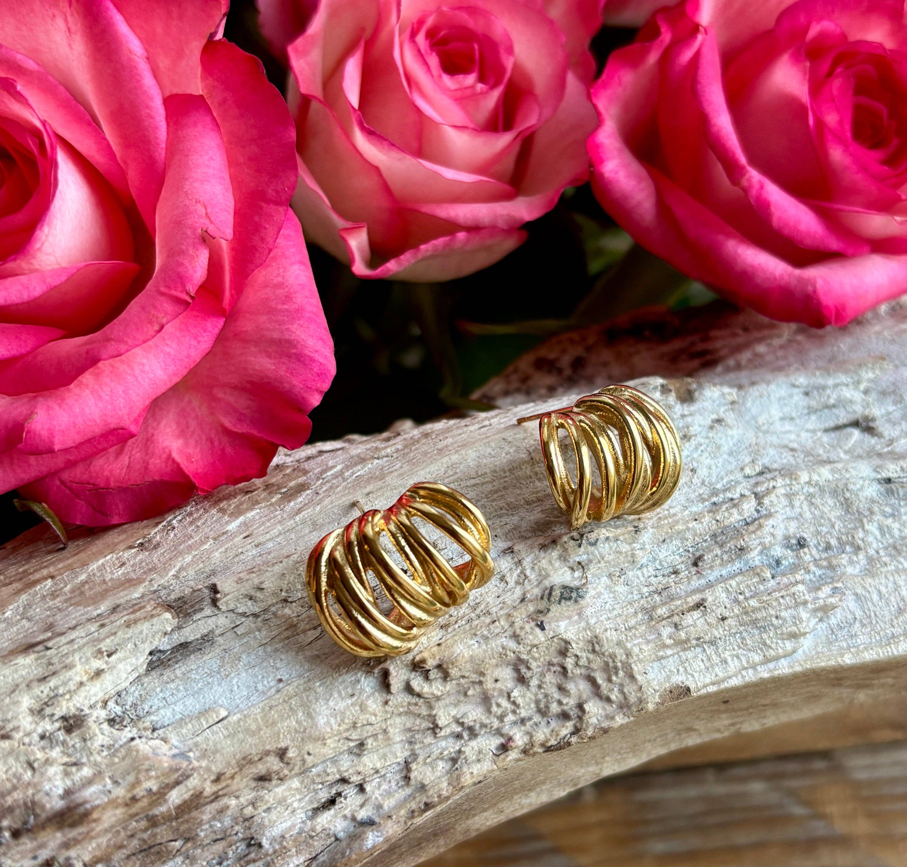 18ct Gold Plated Multi Strand Earrings