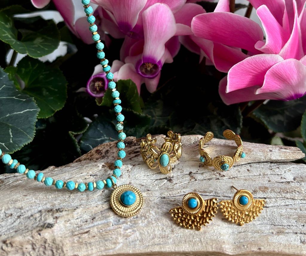 18ct Gold Plated Turquoise Beads Necklace